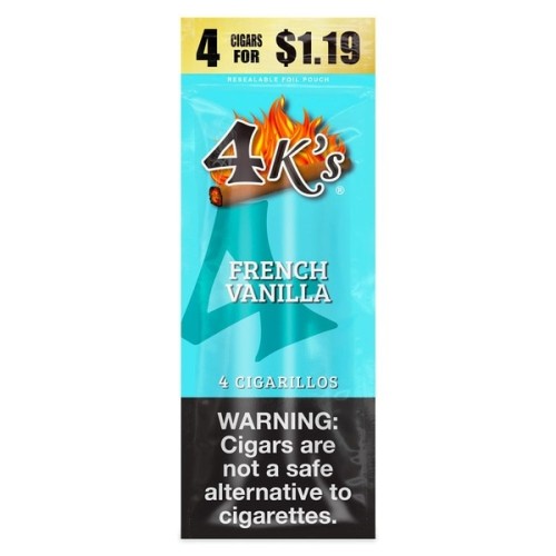 4 K'S Cigarillos French Vanilla 15-4pk-$1.19 #230009 (24)