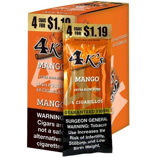 4 K'S Cigarillos Mango 15-4pk-$1.19 #230003 (24)