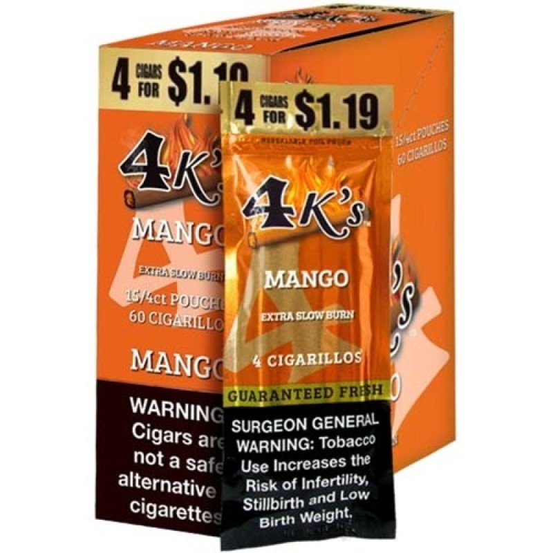 4 K'S Cigarillos Mango 15-4pk-$1.19 #230003 (24)