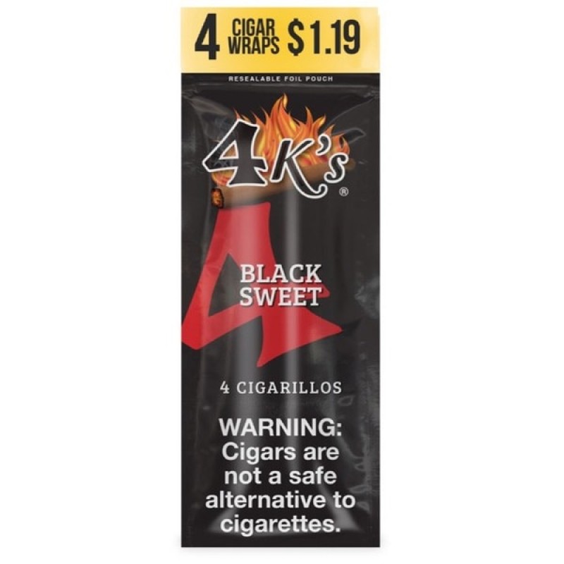 4K'S CIGARILLO BLACK SWEET 15-4pk-99c #230013
