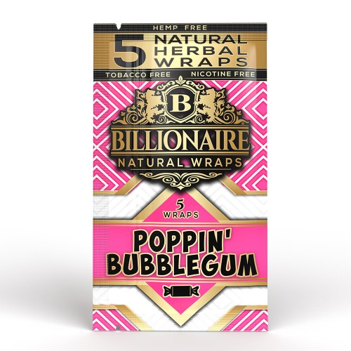 BILLIONAIRE HEMP WRAP 25CT / POPPIN BUBBLEGUM / TOBACCO FREE