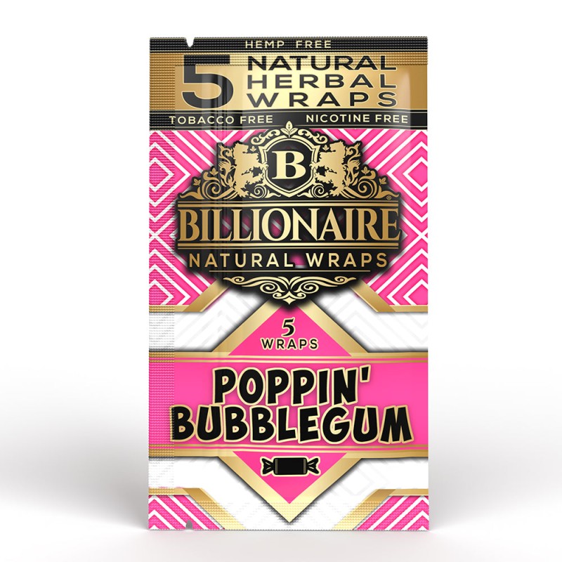 BILLIONAIRE HEMP WRAP 25CT / POPPIN BUBBLEGUM / TOBACCO FREE