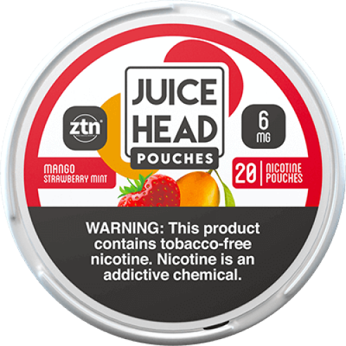 JUICE HEAD  TOBACCO FREE NICOTINE POUCHES MANGO STRAWBERRY MINT 6mg 5ct